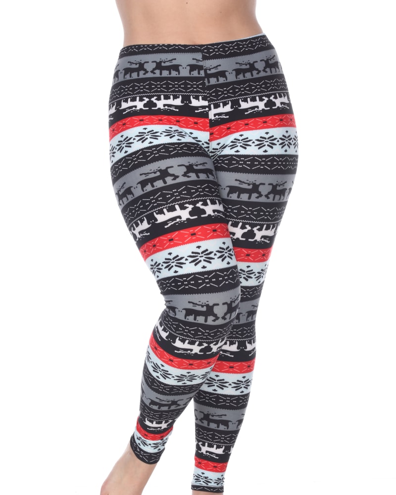 Front of a model wearing a size one-size-fits-all Printed Leggings in Grey Red by White Mark. | dia_product_style_image_id:249094